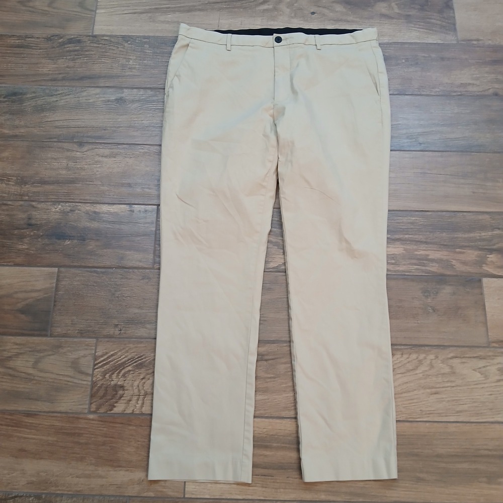 Bonobos Pants Mens 38 Tan Tech Chino‎ Golf Drawstring Slim 3Xdry Flat Front
